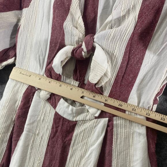 Lulus Jumpsuit Small Cream Red Rayna Striped Tie-Front Culotte Cropped Straight - Picture 8 of 16
